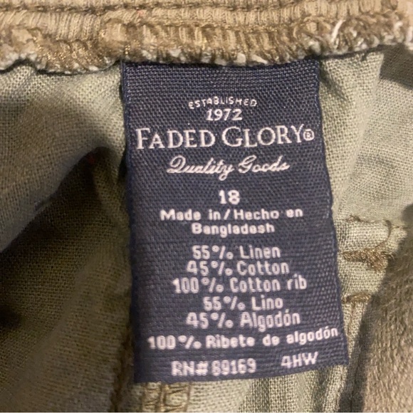 Faded Glory Women’s Cargo Shorts Olive‎ Green Size 18 Linen Cotton - Picture 3 of 8